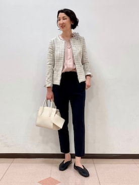 「結婚式二次会スタイル」｜「アイテム（ノーカラージャケット）」を使った、INDIVI(SHOP STAFF)さん（レディース・170cm）の冬コーディネート