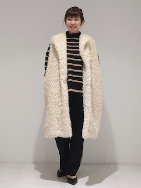 「ジレ」｜「アイテム（ブルゾン）」を使った、INDIVI(SHOP STAFF)さん（レディース・162cm）の冬コーディネート