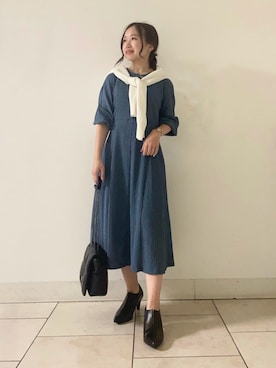 「インディヴィ」｜「アイテム（ワンピース）」を使った、INDIVI(SHOP STAFF)さん（レディース・146cm）の秋コーディネート