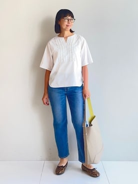 「アイテム（ブラウン系）」を使った、INDIVI(SHOP STAFF)さん（レディース・153cm）の夏コーディネート