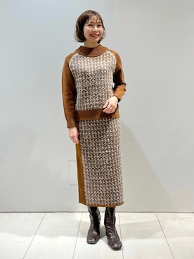 「千鳥柄」｜INDIVI(SHOP STAFF)さん（レディース・152cm）の冬コーディネート