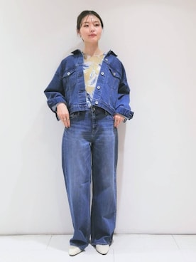 「インディヴィ」｜「アイテム（デニムジャケット）」を使った、INDIVI(SHOP STAFF)さん（レディース・160cm）の冬コーディネート
