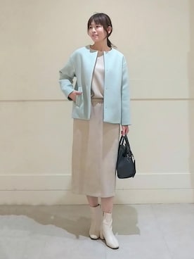 「クリスマス」｜「アイテム（ノーカラーコート）」を使った、INDIVI(SHOP STAFF)さん（レディース・170cm）の冬コーディネート