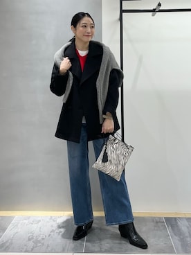 「アイテム（トレンチコート）」を使った、INDIVI(SHOP STAFF)さん（レディース・160cm）の冬コーディネート