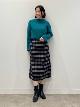 「INDIVI（インディヴィ）の◆【ボーダー/WEB限定カラー/洗える】ウォームコットン配色リブニット（ニット/セーター）」を使った、INDIVI(SHOP STAFF)さん（レディース・163cm）の冬コーディネート