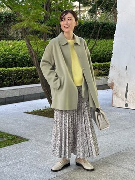 「インディヴィ」｜「アイテム（チェスターコート）」を使った、INDIVI(SHOP STAFF)さん（レディース・158cm）の冬コーディネート