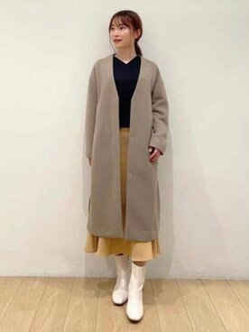 INDIVI（インディヴィ）の「◇ダンボールノーカラーコート（ノー