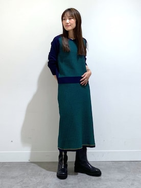 「ニットアップ」｜「アイテム（ブーツ）」を使った、INDIVI(SHOP STAFF)さん（レディース・151cm）の秋コーディネート