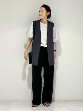 「インディヴィ」｜「アイテム（ベスト）」を使った、INDIVI(SHOP STAFF)さん（レディース・158cm）の夏コーディネート
