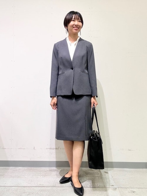 INDIVIスカートスーツ セットアップ フォーマルグレーXL 2XL