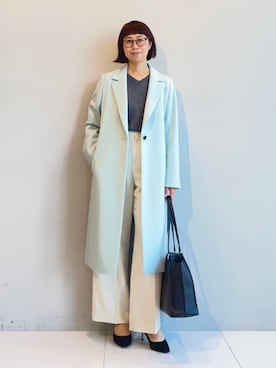 「アイテム（チェスターコート）」を使った、INDIVI(SHOP STAFF)さん（レディース・161cm）の秋コーディネート