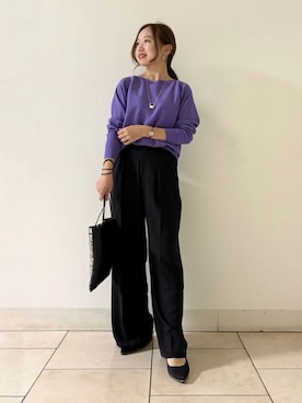 「アイテム（ネックレス）」を使った、INDIVI(SHOP STAFF)さん（レディース・144cm）の秋コーディネート