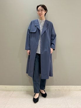 「春コート」｜「アイテム（ノーカラーコート）」を使った、INDIVI(SHOP STAFF)さん（レディース・162cm）の春コーディネート