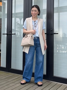「インディヴィ」｜「アイテム（ハンドバッグ）」を使った、INDIVI(SHOP STAFF)さん（レディース・158cm）の夏コーディネート