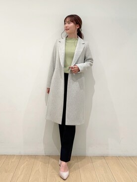 「153cm」｜「アイテム（チェスターコート）」を使った、INDIVI(SHOP STAFF)さん（レディース・153cm）の秋コーディネート