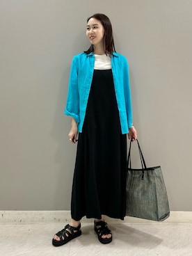 「リネンシャツ」｜「アイテム（その他）」を使った、INDIVI(SHOP STAFF)さん（レディース・162cm）の春コーディネート