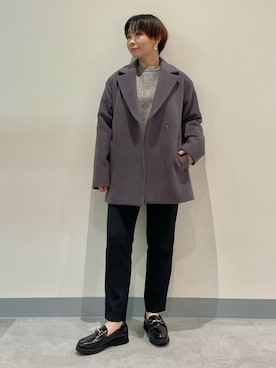 「インディヴィ」｜「アイテム（ステンカラーコート）」を使った、INDIVI(SHOP STAFF)さん（レディース・153cm）の冬コーディネート