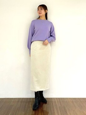 「カシミヤ」｜「アイテム（その他）」を使った、INDIVI(SHOP STAFF)さん（レディース・165cm）の冬コーディネート