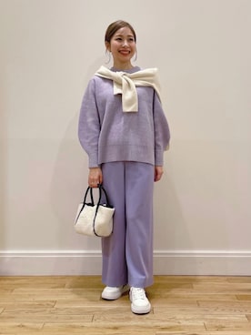 「カシミヤ」｜「アイテム（その他）」を使った、INDIVI(SHOP STAFF)さん（レディース・152cm）の冬コーディネート