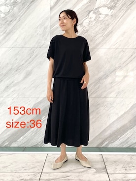 「インディヴィ」｜「アイテム（セットアップ）」を使った、INDIVI(SHOP STAFF)さん（レディース・153cm）の夏コーディネート