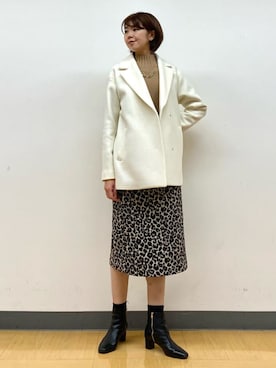 「インディヴィ」｜「アイテム（ステンカラーコート）」を使った、INDIVI(SHOP STAFF)さん（レディース・171cm）の秋コーディネート