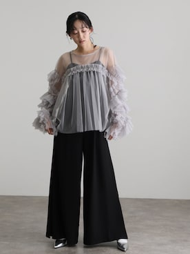 「アイテム（カーディガン/ボレロ、シルバー系）」を使った、SHOP STAFFさん（レディース・162cm）の秋コーディネート