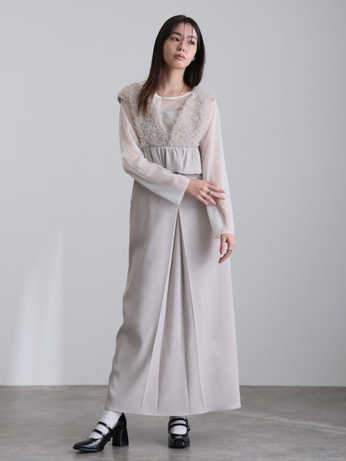 ボリュームチュールペプラムドレスシアートップス2点セット結婚式