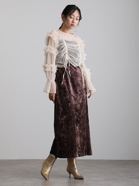 「アイテム（ドレス、ブラウン系）」を使った、SHOP STAFFさん（レディース・162cm）の秋コーディネート