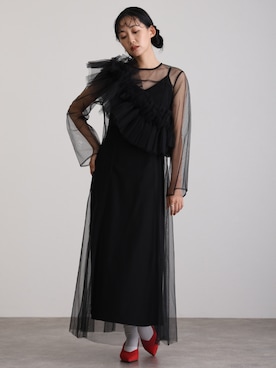 「アイテム（ドレス）」を使った、SHOP STAFFさん（レディース・162cm）の秋コーディネート