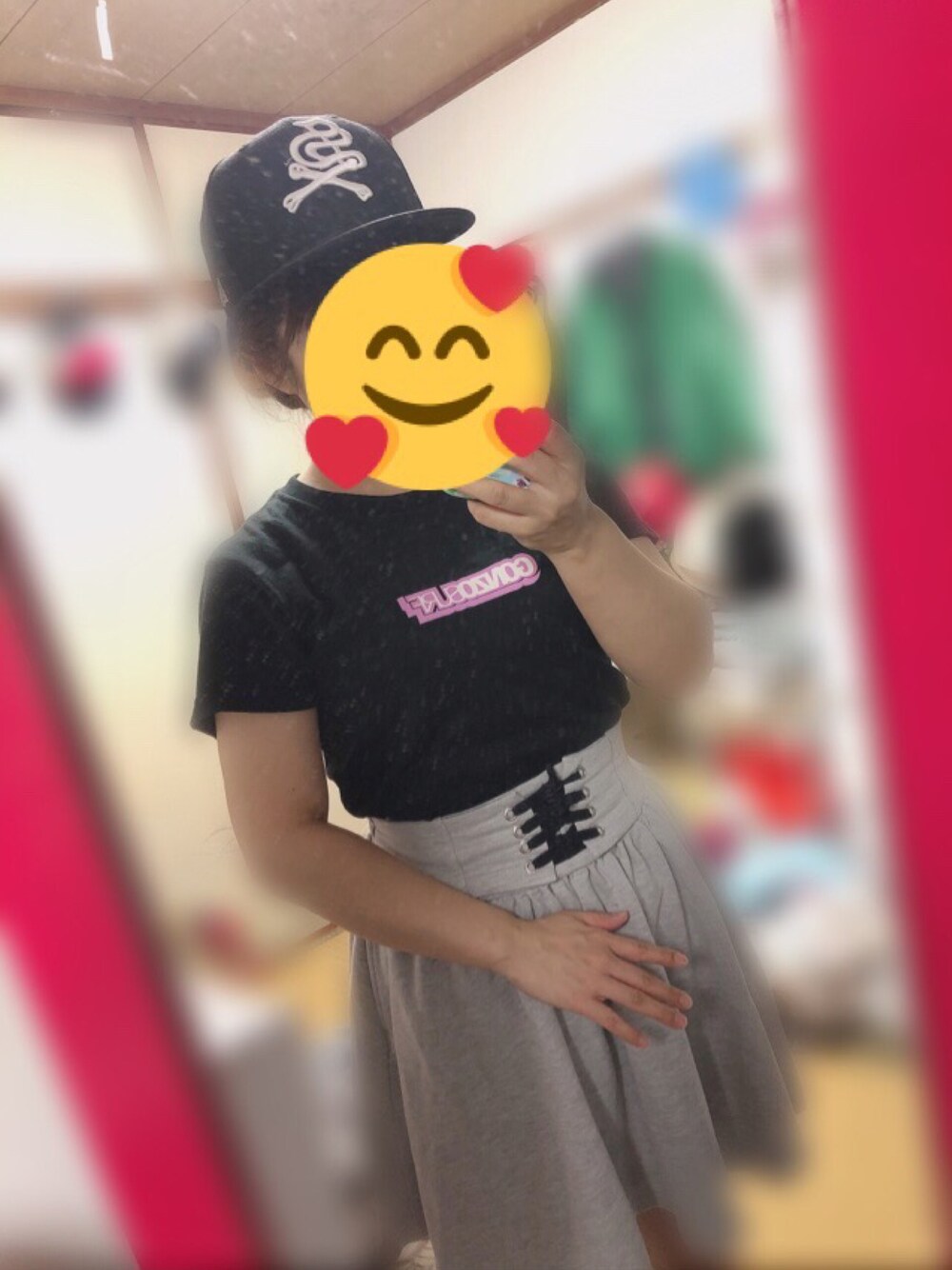 「ニューエラ、NEW ERA」｜「NEW ERAのアイテム（キャップ、ブラック系）」を使った、アラレちゃんさん（レディース・145cm）の夏コーディネートの1枚目の写真