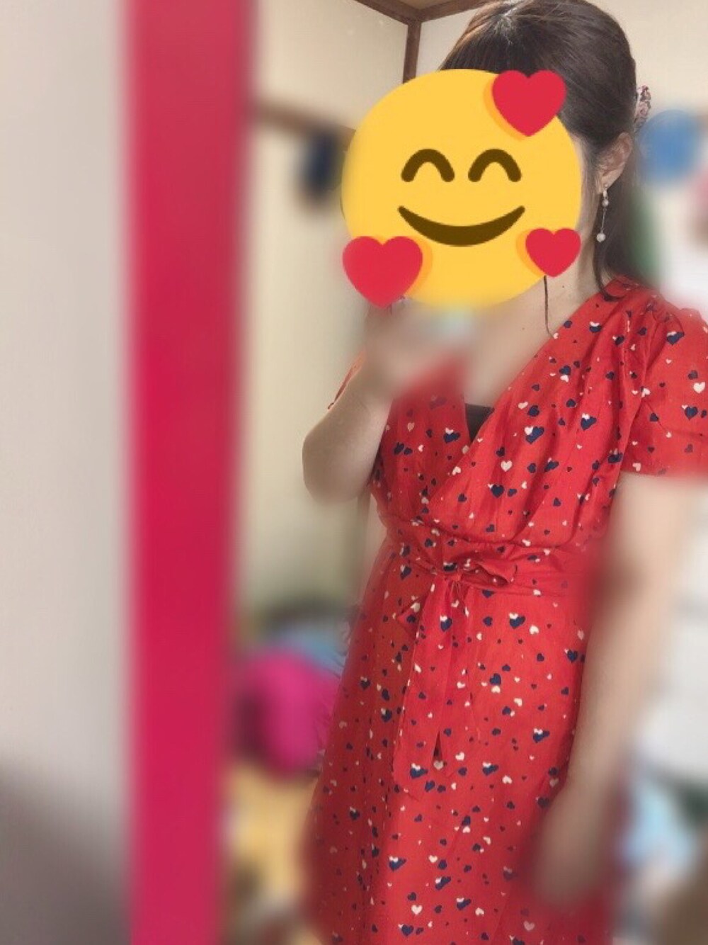 「ワンピース」｜「❤のアイテム（ワンピース/ドレス、レッド系）」を使った、アラレちゃんさん（レディース・145cm）の夏コーディネートの1枚目の写真