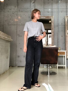 「GRAY（グライ）のアイテム」を使った、epooooさん（レディース・162cm）の夏コーディネート