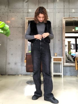 「TOMORROWLAND （トゥモローランド）のアイテム（パンツ）」を使った、epooooさん（レディース・162cm）の冬コーディネート