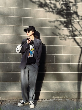 「アイテム（スラックス、シルバー系）」を使った、MC babybearさん（レディース・165cm）の春コーディネート