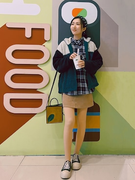 adidasのスタジャン（グリーン系）を使った人気ファッション