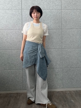 「ALL NEW MART（オールニューマート）の3ピースレイヤードトップス（その他トップス、ホワイト系）」を使った、yukiさん（レディース・164cm）の春コーディネート