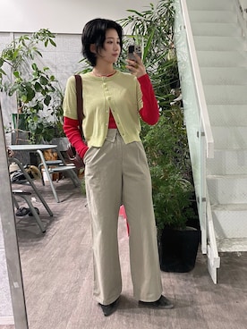 「ALL NEW MART（オールニューマート）の2ピースニットトップス（ニット/セーター、イエロー系）」を使った、yukiさん（レディース・164cm）の秋コーディネート