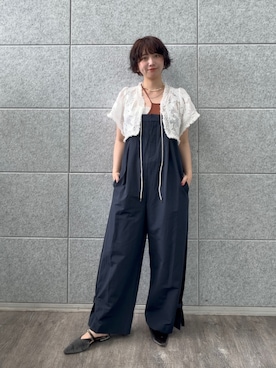 「ALL NEW MART（オールニューマート）のレースクロップドブラウス（シャツ/ブラウス、ホワイト系）」を使った、yukiさん（レディース・164cm）の春コーディネート