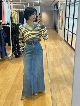 「ALL NEW MART（オールニューマート）の3ピースレイヤードトップス（その他トップス、ブルー系）」を使った、yukiさん（レディース・164cm）の秋コーディネート