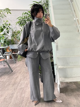 「ALL NEW MART（オールニューマート）のスカートレイヤードツイルパンツ（その他パンツ、ブラウン系）」を使った、yukiさん（レディース・164cm）の秋コーディネート