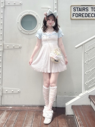「CRANK(クランク)のCRANK/フリルシューカバー(シューズアクセサリー)」を使った、♡まりあ♡さん(レディース・169cm)の夏コーディネート