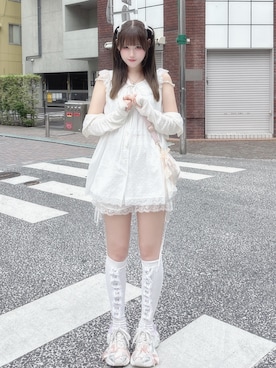 「アイテム（チュニック、ホワイト系）」を使った、♡まりあ♡さん（レディース・169cm）の夏コーディネート