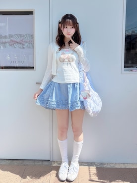 「DAMISH（ダミシュ）のアイテム（タンクトップ、ホワイト系）」を使った、♡まりあ♡さん（レディース・169cm）の春コーディネート