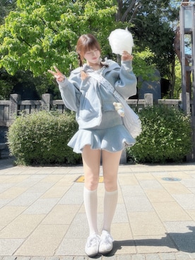 「FICTION TOKYO（フィクショントーキョー）のアイテム（パーカー、グレー系）」を使った、♡まりあ♡さん（レディース・169cm）の春コーディネート