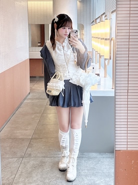 「lilLilly（リルリリー）のスウェットバルーンミニスカート（スカート、ブルー系）」を使った、♡まりあ♡さん（レディース・169cm）の夏コーディネート
