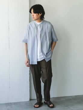 「アイテム（スラックス）」を使った、Taniさん（メンズ・172cm）の夏コーディネート