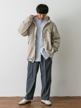 「アイテム（マウンテンパーカー、ホワイト系）」を使った、Taniさん（メンズ・172cm）の冬コーディネート