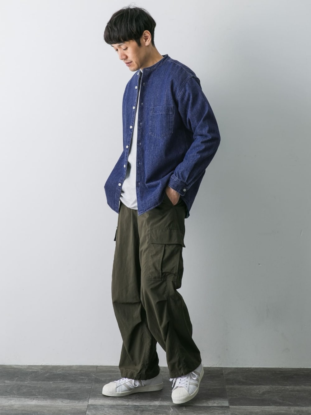 デニムバンドカラーシャツ　 アーバンリサーチドアーズ デニムバンドカラーシャツ(M BLUE): トップス｜URBAN RESEARCH