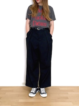 「アイラブCONVERSE」｜𝐩𝐨𝐧𝐢さん（レディース・157cm）の冬コーディネート