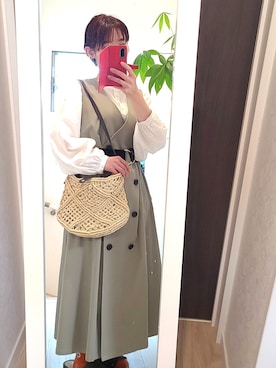 「お出掛けコーデ」｜「アイテム（その他アウター）」を使った、ひーちゃんさん（レディース・158cm）の春コーディネート